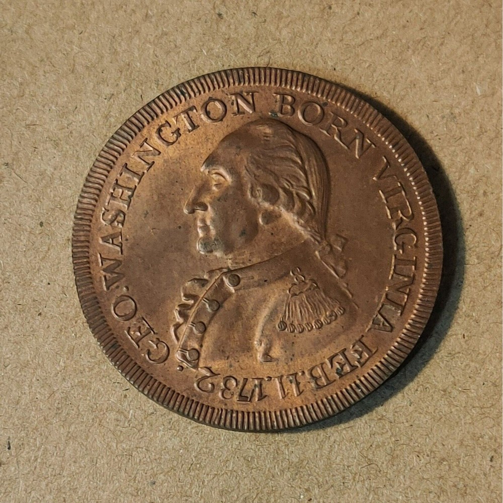 1959 Copper Collis Uniface Restrike Washington 1732/1792 round Coin MS63-RED